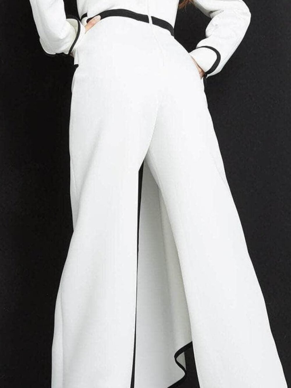 NWT Jovani 06917 Collared V-Neck Formal Pantsuits White Black size 4 - Picture 6 of 8